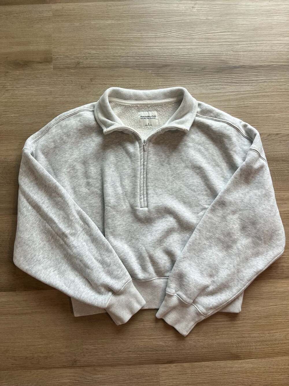 Abercrombie & Fitch, Oversized Soft A&F Max Essentials 1/4 Sweatshirt, Oatmeal,